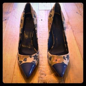 Navy and Cream Tory Burch Pumps